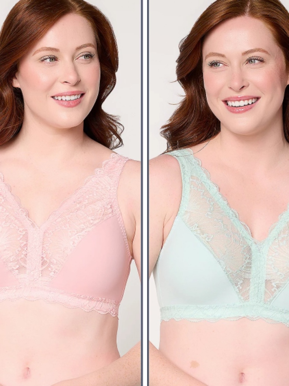Breezies Soft Support Lace Wirefree Unlined Bra Set of 2, Fashion Sz 1X a71365